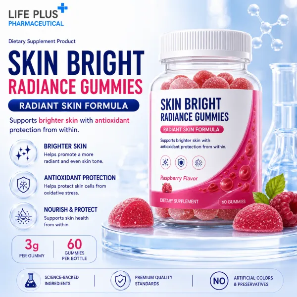 Skin Bright Radiance Gummies Raspberry Flavor Adult Dietary Supplement 60 Gummies 3g Each Antioxidant L-Glutathione Skin Support